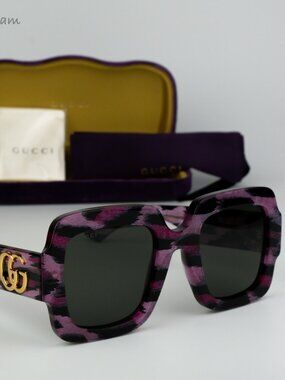 Gucci Women Sunglasses Black Purple Grey Square GG1547S 003 BRAND NEW